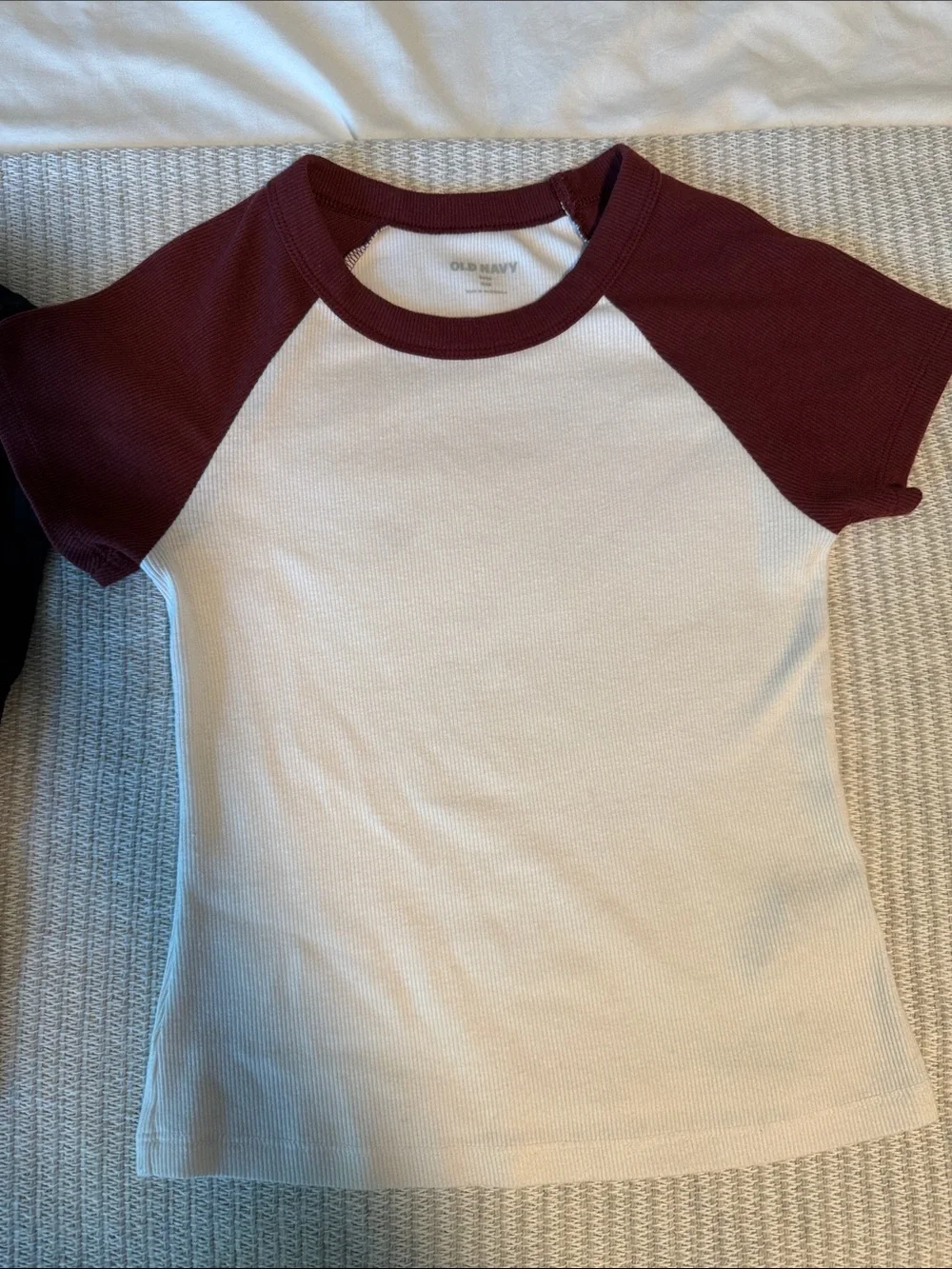 Old Navy Black Graphic Tee & Burgundy-White Raglan Kids Tops (2-Pack)